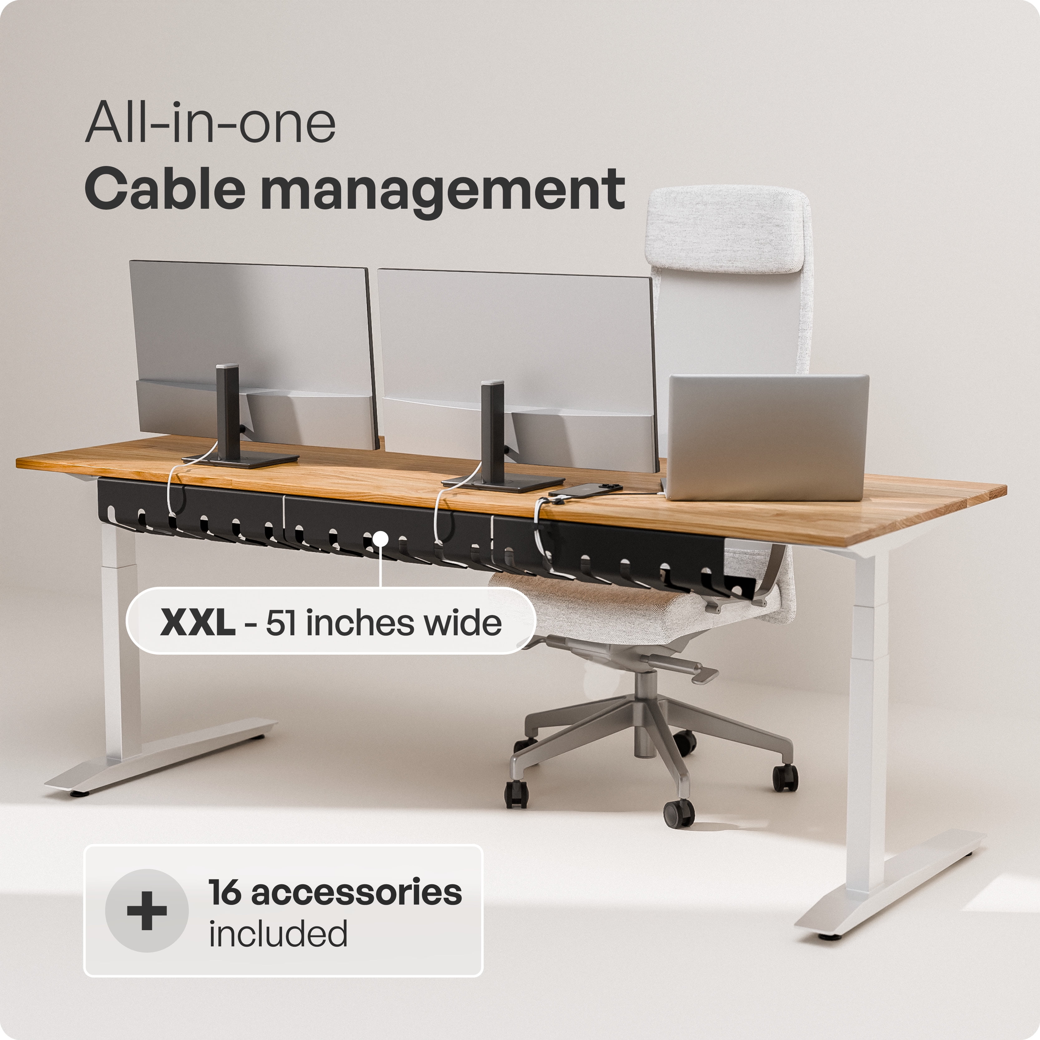 pamo Cable Management Under Desk for Easy mounting Under-Table I Set of 3 - with 10X Cable Ties I Desk Organizer for Office/Home Office Table Thoughtful Cable Tray Holder