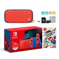 thumbnail image 1 of 2021 New Nintendo Switch Mario Red & Blue Limited Edition with Mario Iconography Carrying Case and Screen Protector Bundle With Super Mario Party And Mytrix Accessories, 1 of 9