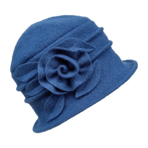 Fgnfyis Floral Wool Cloche Hat for Women 1920S Winter Accessory Elegant Winter Hats for Women Headwear Blue
