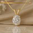 thumbnail image 4 of 14K Solid Yellow Gold Lab Grown Moissanite Oval Cut Solitaire Pendant | Double Loop Bail | 8x6mm 1.25 CTW | 16-18" Adjustable Cable Chain Necklace | Luxury Gift, Birthday, Anniversary, Mothers Day, 4 of 7