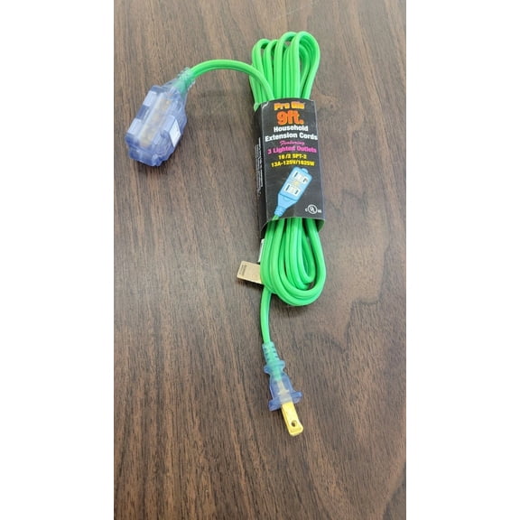 Century Wire Pro Glo 9Ft Household Extension Polarized Ac Power Cord Green