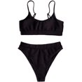 thumbnail image 4 of Ensemble Bikini String Taille Haute Côtelé 2 Pcs pour Femmes, 4 of 4