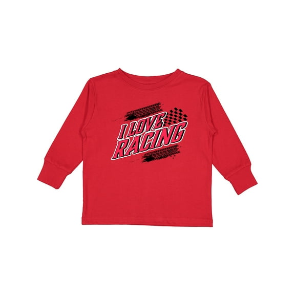 Inktastic I Love Racing with Tire Marks Boys or Girls Long Sleeve Toddler T-Shirt