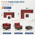 thumbnail image 4 of UDPATIO 7-Piece Wicker Outdoor Conversation Set with Coffee Table and Sofa, Red, 4 of 10