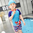 thumbnail image 5 of Toddler Boys Rashguard with Swim Cap 2-13Y Cute Cartoon Crab Teen Swimwear  Two Pieces Swimsuit Set Bathing Suit, 5 of 7