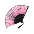 thumbnail image 2 of Folding Hand Fan Chinese Style Bamboo Silk Decorative Fans for Dance Party Wedding Performance Handheld Fan with Tassel and Protective Pouch Gift, 2 of 6