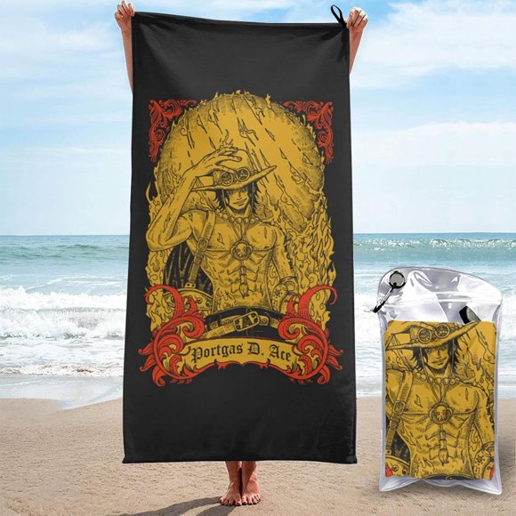 Oversized Super Absorbent Bath Towel Quick Dry Microfiber Beach Towel One Piece Portgas D Ace Personalized Pool Towel for Women Men Adults Camping,Travel,Sports,Swimming