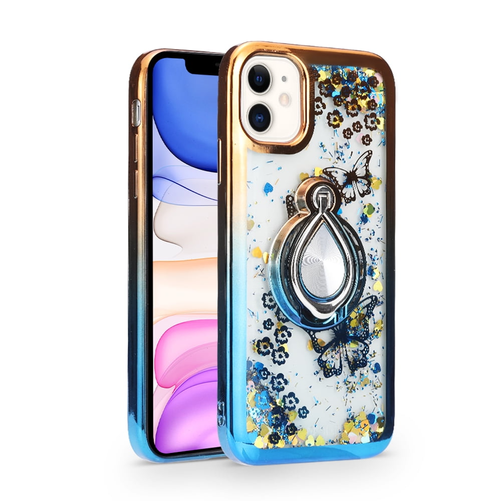 iPhone 12 mini Phone Case, Slim Kickstand Liquid Glitter Dual Colors