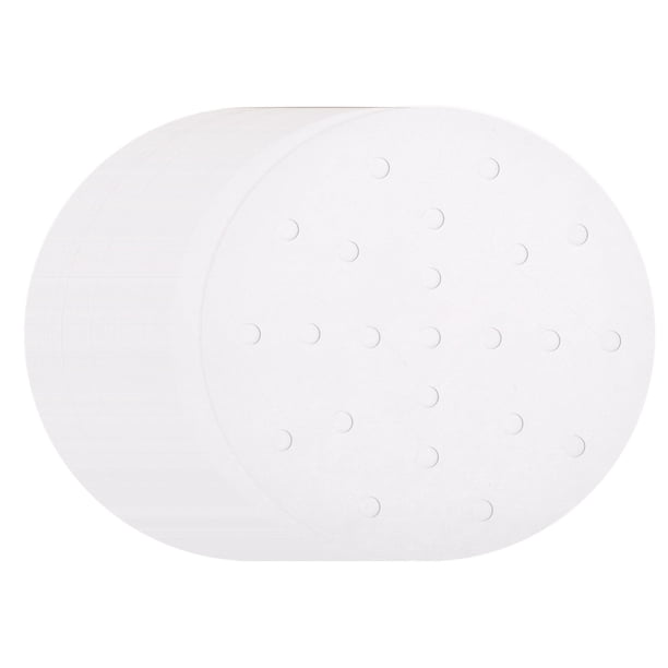 Uxcell 400pcs forros de freidora de aire de 6.3 pulgadas, forros redondos de vaporera de bambú con agujeros, papel pergamino perforado, papel desechable para freidoras de aire, blanco