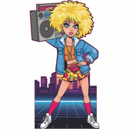 SP13578 Rad 80s Retro Rocker Boombox Girl Cardboard Cutout Standee Standup