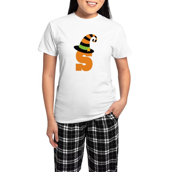 CafePress - Halloween Letter S Witch Monogram Women's Light Pa - Women's Short Sleeve Print T-Shirt and Pants Light Cotton Pajama Set