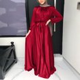 thumbnail image 4 of IBTOM CASTLE Women's Muslim Kaftan Abaya Prayer Dress Long Sleeve Self Tie Maxi Dress Middle East Arabian Robe Gown XXL Red, 4 of 5