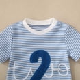 thumbnail image 6 of CAICJ98 Toddler Baby Boy Summer Clothes Birthday Outfit One/Two/Three Letter Embroidery Waffle T-shirt Top Jogger Shorts Set (Light Blue,2-3 Years）, 6 of 7