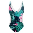 thumbnail image 3 of TSADFHJI Womens Plus Size Swimsuit Women's Deep V Printed Color Matching Swimsuit Xl Dark Blue, 3 of 3