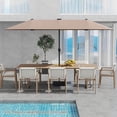 thumbnail image 1 of Costway 13 FT Large Patio Umbrella with LED Solar Lights Crank Handle 12 Heavy-Duty Ribs Brown, 1 of 10
