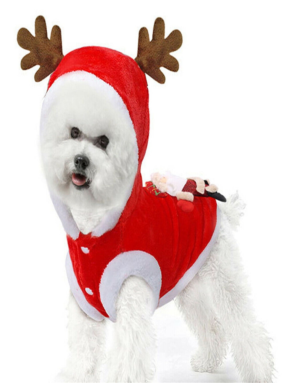 Santa Suit Hood S/M/L Dog Christmas Holiday Apparel Canine Snowflake Design Cat 