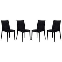 Modern Dining Chairs Set of 4 - Indoor Outdoor Stackable Patio Chairs - Stylish Weave Design