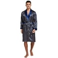 thumbnail image 2 of Tony & Candice Men's Satin Robe with Shorts Set Kimono Bathrobe (X-Large, Blue/Golden), 2 of 3