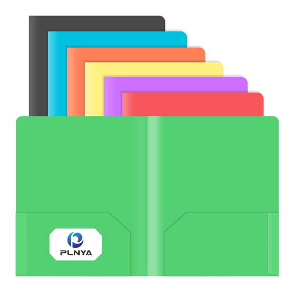 PLNYA 7-Pack Plastic Two-Pocket Folders, Letter Size