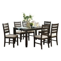 Pemberly Row Contemporary 7 Piece Wood Dining Set in Brown Finish