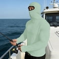 thumbnail image 2 of Men's Sun Protection Hoodie with Balaclava Face Mask UPF 50+ UV Long Sleeve Shirt Men Rash Guard Performance Fishing Hiking Shirt with Thumbholes Green, 2 of 8