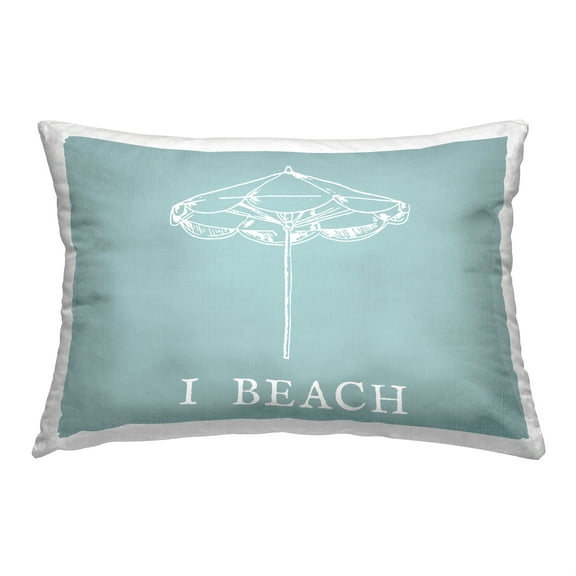 Stupell Industries I Beach with Umbrella Decorative Printed Throw Pillow, 14 x 20