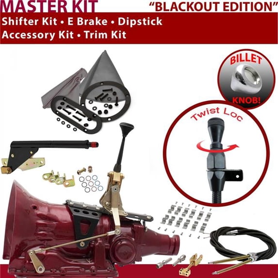 American Shifter 4L60 Shifter Kit Black 6 in. E Brake Cable Clamp Trim Kit Dipstick for EBCB3