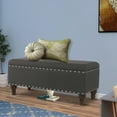 thumbnail image 3 of HomePop Large Storage Bench with Nailhead Trim, 42"W x 18"D x 18"H, Charcoal, 3 of 6
