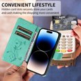 thumbnail image 5 of iPhone 14 Pro Case Wallet with Cards Holder,Allytech Stylish Butterfly Embossed Shockproof Protective Flip Stand Cover for Girls Women Hand Wrist Wallet Case for Apple iPhone 14 Pro - Green, 5 of 11