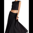 thumbnail image 2 of Vestido Maxi Plisado Fluido para Mujer, Vestido Maxi de Cintura Alta, Vestido Maxi de Fantasía Negro M, 2 of 8