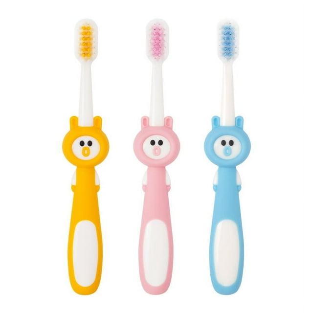 3 uds. De cepillos de dientes para niños, juego de cepillos de dientes Manual, cerdas suaves contorneadas, bonitos cepillos de dientes coloridos para niños y niñas