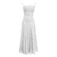 thumbnail image 4 of jtjvou Women's Spaghetti Strap Dress Floral Lace Maxi Dress Square Neck Backless A-Line Elegant Formal Gown for Prom White XS, 4 of 8