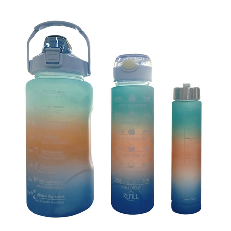 SEARCHI 3-Piece Set Water Bottles with Times Drink Leakproof Water Bottles,  Lock Feature & Top Lid, Drinking Water cups with Rope for adults, Sports