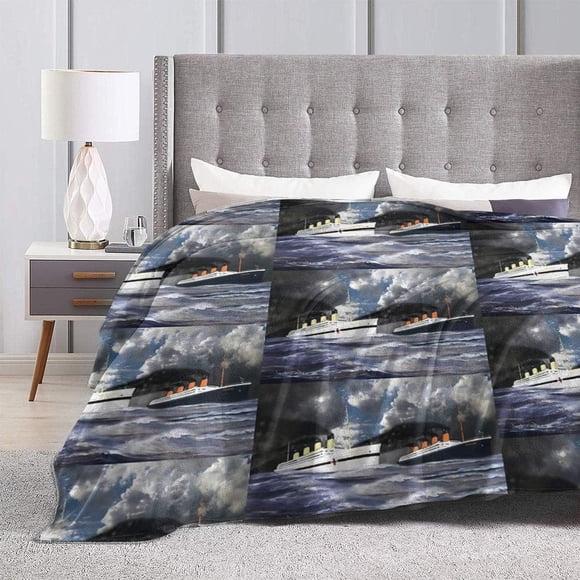 Couvertures Douces pour Décoration de Chambre RMS Titanic et Sa Sœur The HMHS Britannic Début du 20e Siècle Ultra Douce en Micro-Polaire 60x50 Pouces