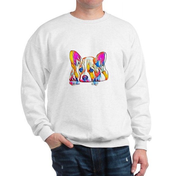 CafePress - Colorful Corgi Puppy Sweatshirt - Crew Neck Sweatshirt