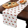 thumbnail image 2 of Table Runner Dresser Scarves 120 Inch Long, Seamless Red Cherry with Green Leaves Linen Dining Table Runners Fruit Texture on White Tabletop Scarf for Wedding Holiday Party Kitchen, 2 of 7