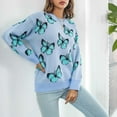 thumbnail image 2 of Buigttklop Sweaters for Women Women'S Pullover Colorblock Japanese Colorblock Pink Knit Sweater Top Blue, 2 of 6