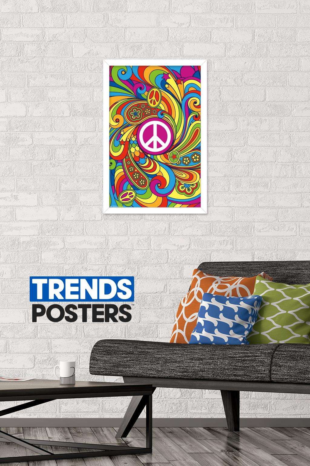 Peace Sign Wall Poster, 14.725" x 22.375", Framed