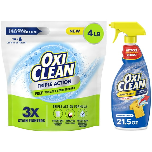 OxiClean Triple Action Free Versatile Powder & Laundry Stain Spray Bundle