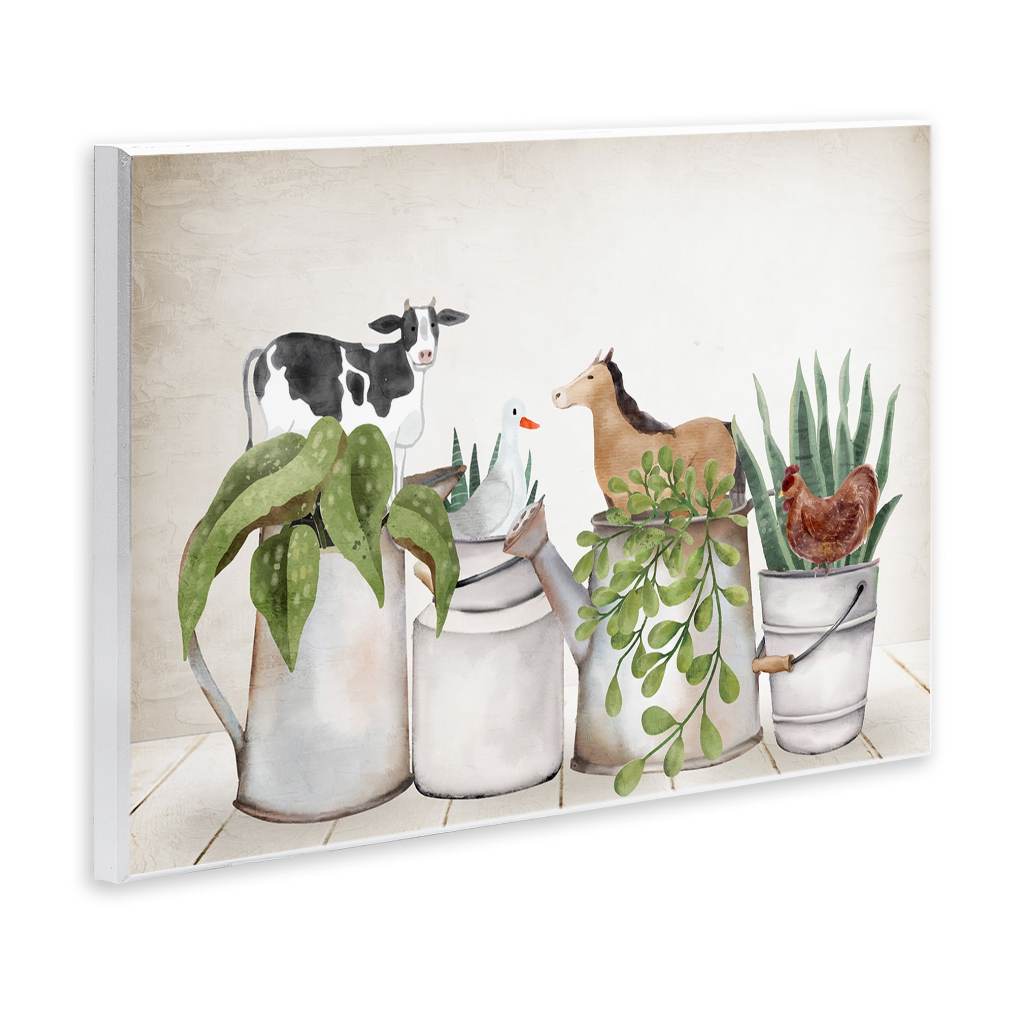 Stupell Industries Tin Farm Animal Plants Botanical & Floral Painting Unframed Art Print Wall Art, 19 x 13