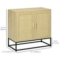 thumbnail image 3 of HOMCOM Buffet en Bois Armoire de Rangement avec Portes en Rotin, Tablette Ajustable, 3 of 10