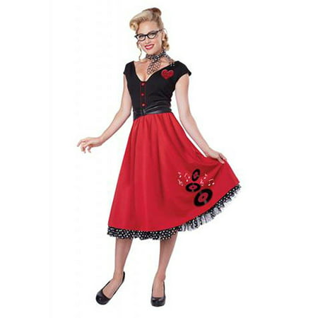 California Costumes Women's Rock N Roll Sweetheart 50's Pin Up Costume, Red/Black,