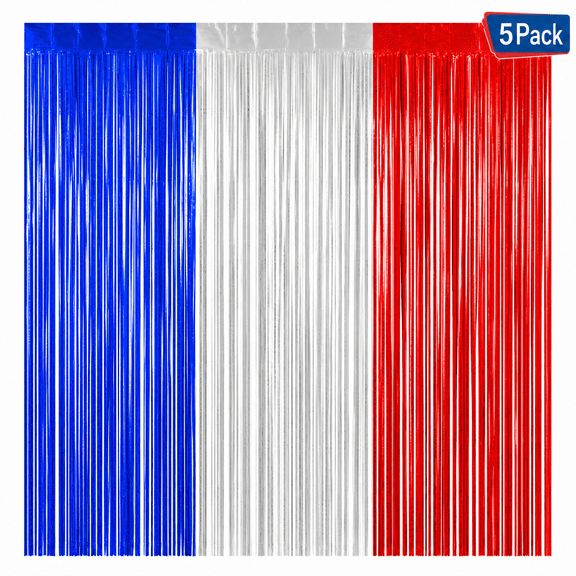 Kabuer Patriotic Tinsel Foil Fringe Party Streamers, 4th of July Decorations Photo Booth Prop Streamer Backdrop 5 Pack