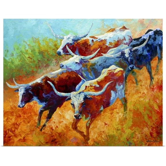 Great BIG Canvas | Rolled Marion Rose Poster Print entitled Longhorns II