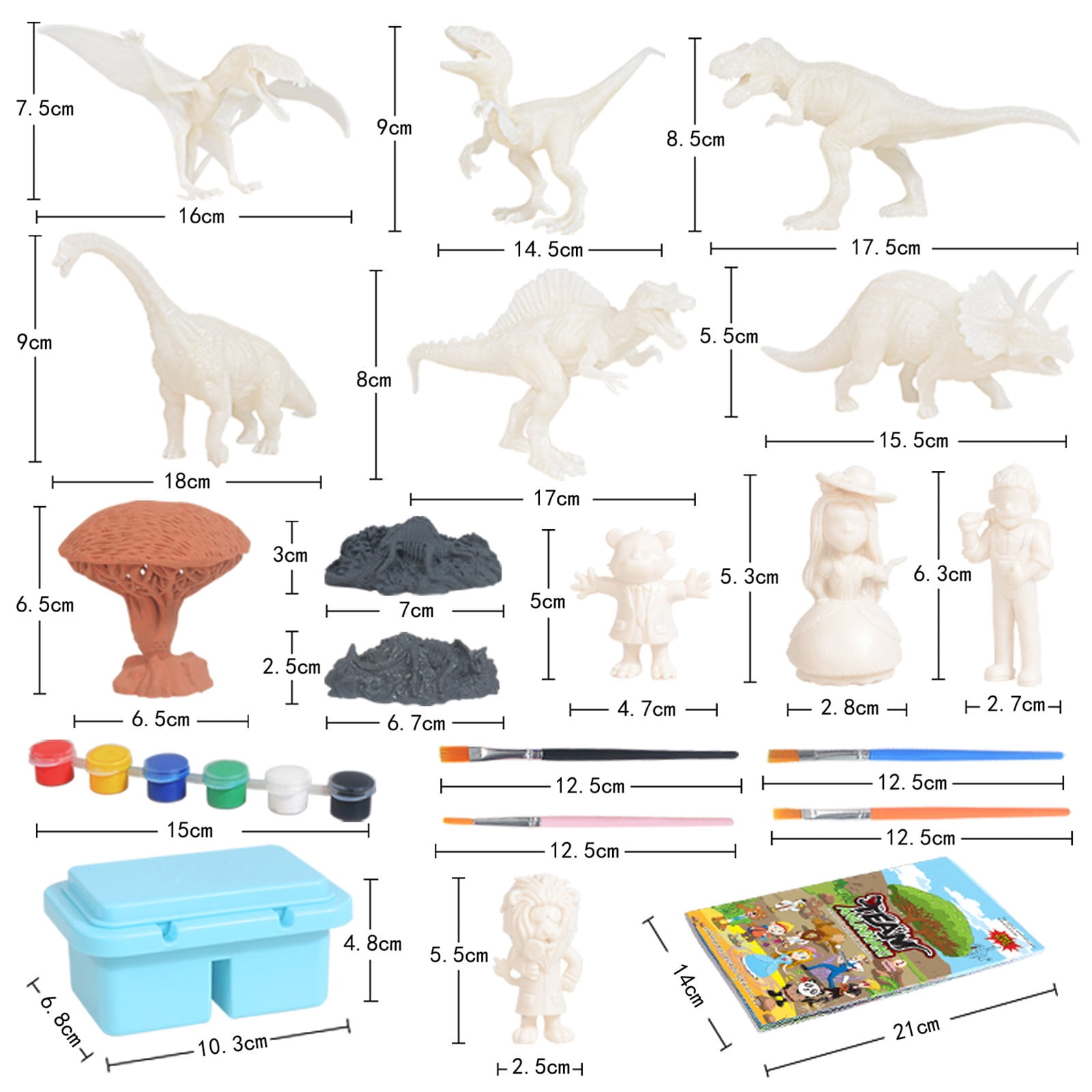 Coollooc Painting Dinosaurs for Kids Paintable 3D Dinosaur Toys Kit Decorate Your Own Dinosaur Figurine DIY Arts Crafts Set for Boys and Girls Age 4 and Up, 44pcs Totally
