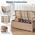 thumbnail image 4 of Outdoor Storage Bench, All-Weather PE Rattan Deck Box with Seat, Wicker Patio Furniture for Cushions, Garden Tools, Pool Accessories, Water-Resistant and Durable (Yellow Wicker & Beige Cushions), 4 of 8