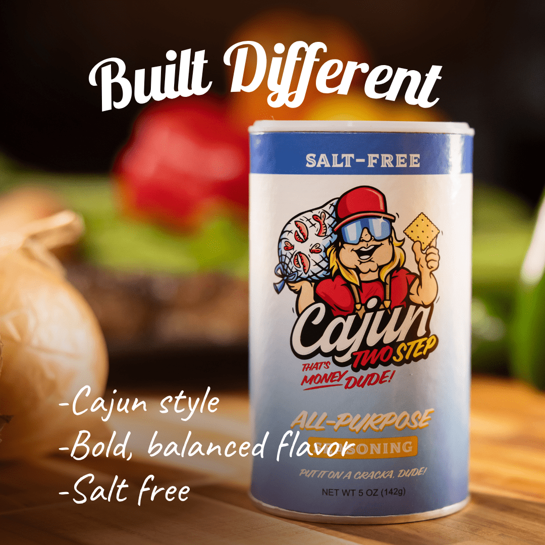 (8 pack) Cajun Two Step No Salt is a Flavorful, All-Purpose Seasoning without the Guilt. It's Perfect for Those Seeking a Flavorful Yet Low-Sodium Option.