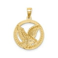 thumbnail image 3 of 14k Two-Tone Gold Eagle Pendant for Men, Yellow and Rhodium Bald Eagle Necklace in Textured Circle, Patriotic Jewelry Symbolizing Strength, Freedom, Military Pride, 3 of 6