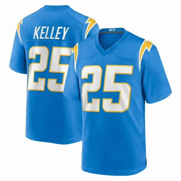 Camiseta de fútbol americano azul de #25 Joshua Kelley para hombre - XXL