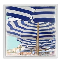 Stupell Industries Under Beach Umbrellas Nautical & Beach Painting White Framed Art Print Wall Art, 17 x 17